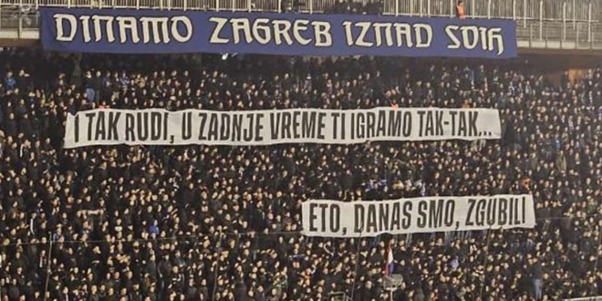 Dinamovi navijači nakon utakmice podignuli poruku