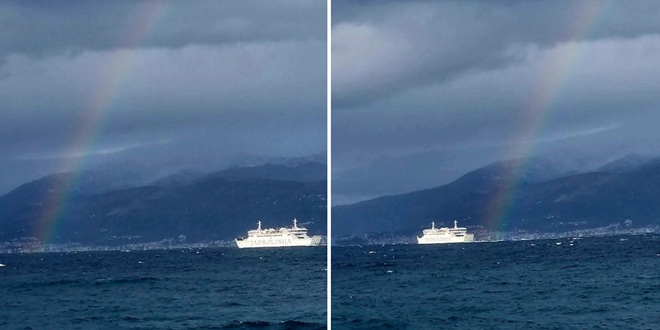 Nakon 'dramatičnog' jutra nebo nad morem prošarala duga