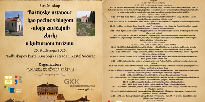 NARODNE KNJIŽNICE I KULTURNI TURIZAM: U GK Kaštela stručni skup 'Baštinske ustanove kao pećine s blagom'