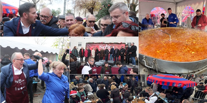 FOTO/VIDEO: ZA 15-ak MINUTA Podijeljeno pet tisuća porcija bakalara, kiša prestala na vrijeme