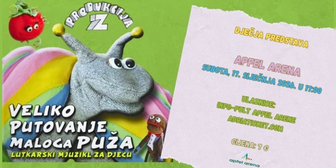 'Veliko putovanje malog puža' stiže u Apfel Arenu 17. siječnja u 17 sati