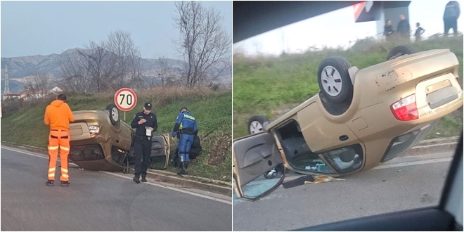 PROMETNA KOD SMOKOVIKA Automobil završio na krovu
