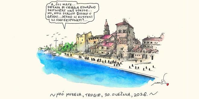 MUZEJ GRADA TROGIRA Darovana karikatura Joška Marušića kao posebna uspomena na Noć muzeja 2026.